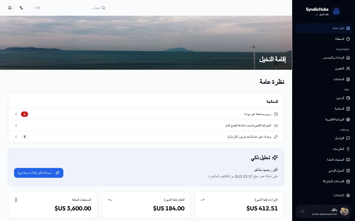 لوحة قيادة وكيل الاتحاد في SyndicHubs